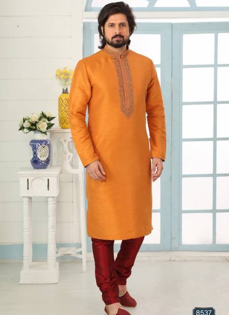 Rust Colour New Party And Function Wear Traditional Art Banarasi Silk Kurta Churidar Pajama Redymade Collection 1036-8537